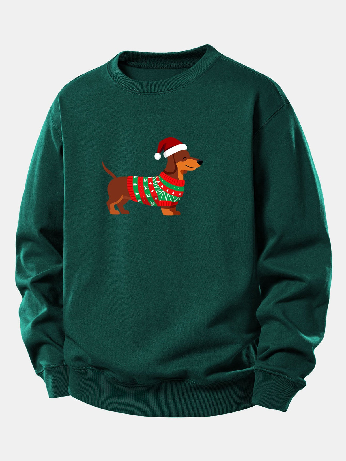 Christmas Dachshund Print Relax Fit Sweatshirt