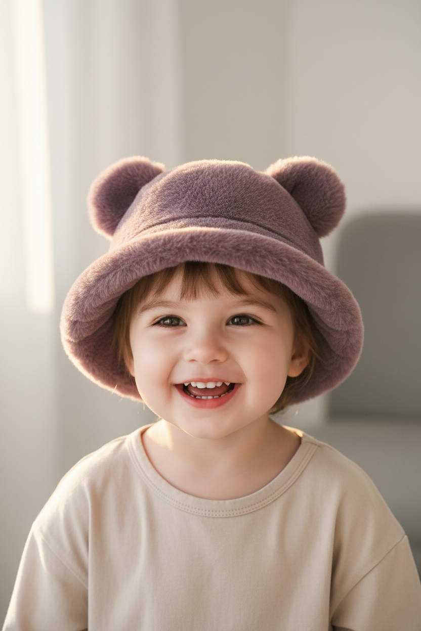 Brooks Kids Leopard Print Dome Beanie with Faux Fur Ear Detail – Toddler Winter Hat