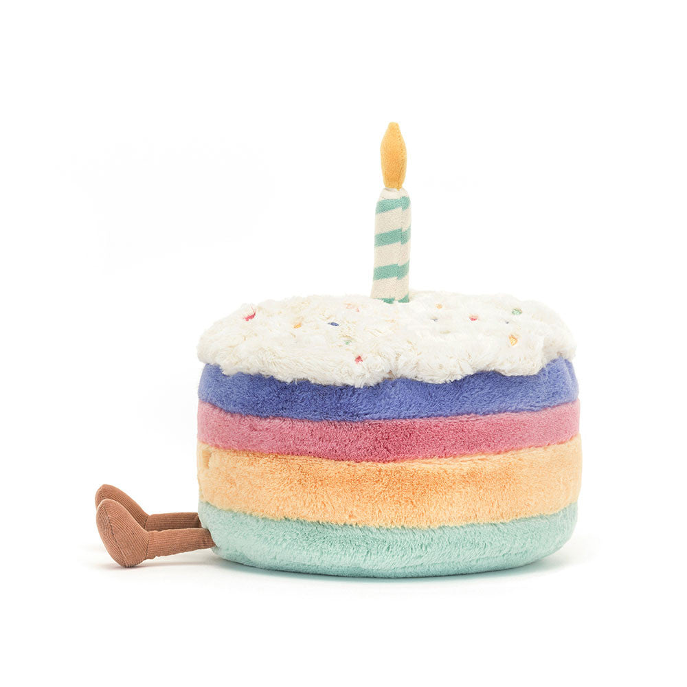Gâteau d'anniversaire arc-en-ciel Amuseables Jellycat 15 cm