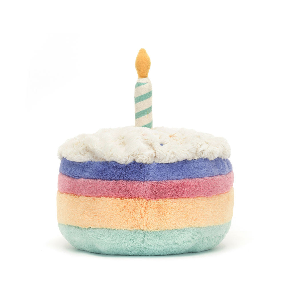 Gâteau d'anniversaire arc-en-ciel Amuseables Jellycat 15 cm