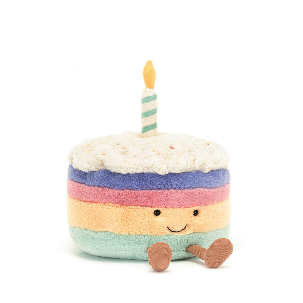 Gâteau d'anniversaire arc-en-ciel Amuseables Jellycat 15 cm