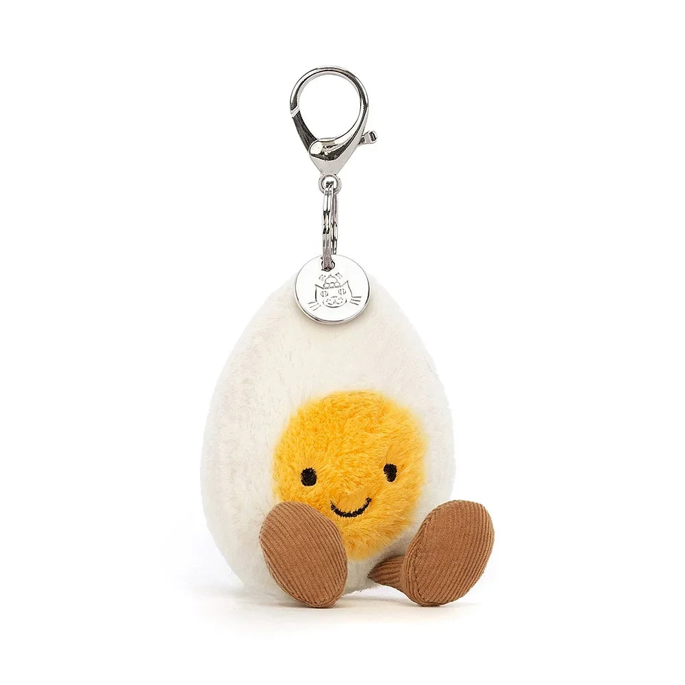 Colgante para bolso Jellycat Amuseable Huevo Pasado por Agua Feliz 18 cm