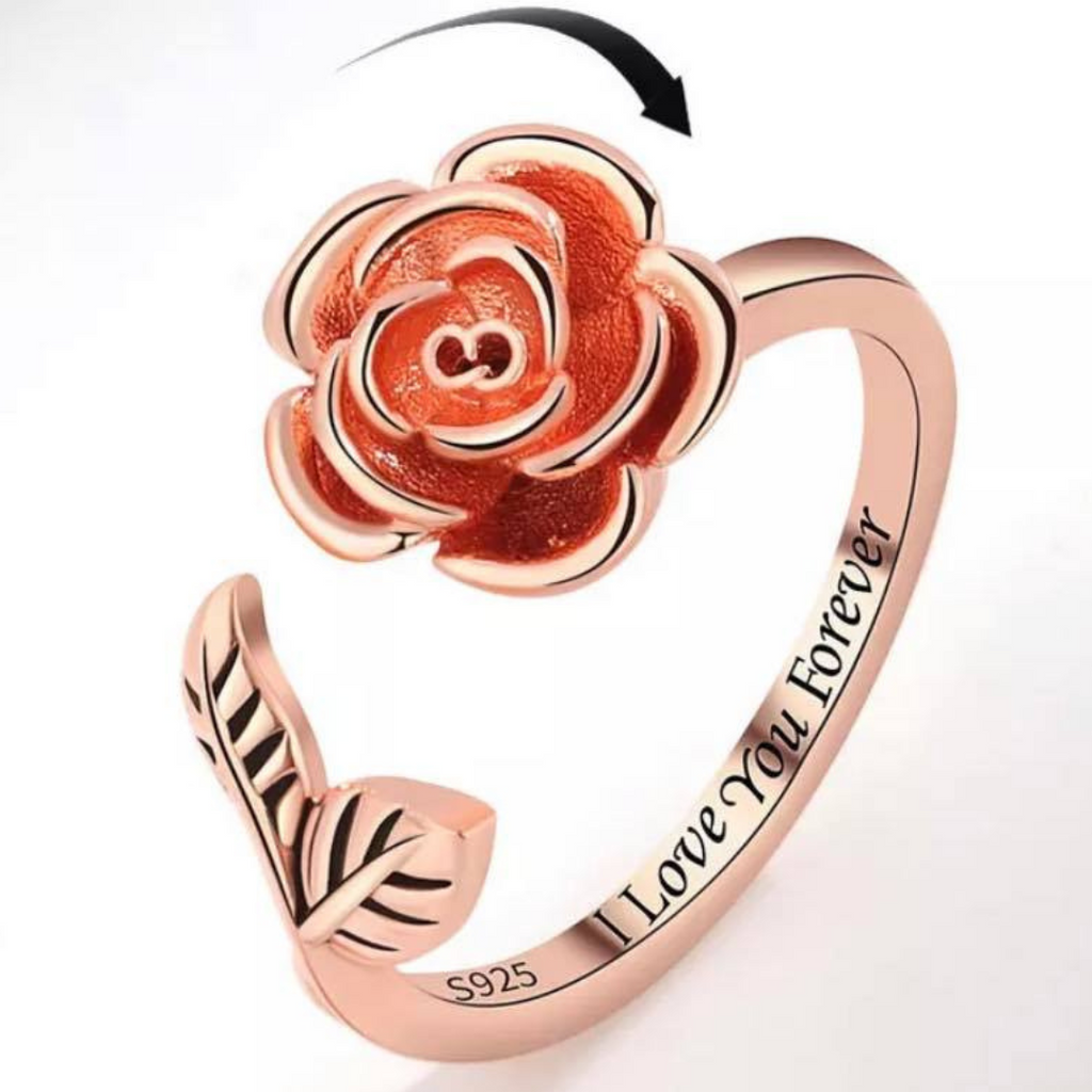 Rose Gold Rose Spinner Fidget Ring Adjustable