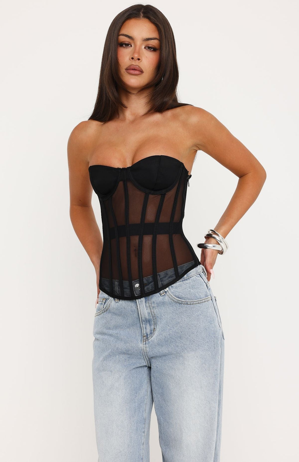 Bustier sin tirantes Just A Peek negro
