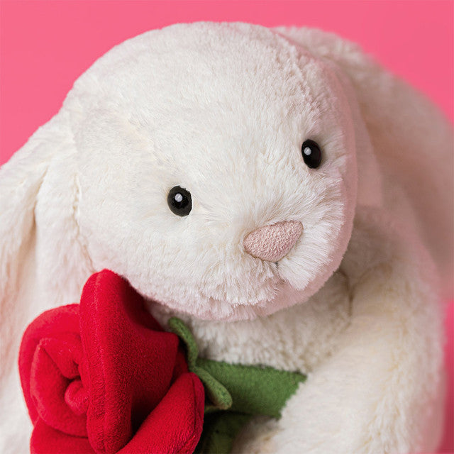 Lapin crème avec rose taille unique JELLYCAT