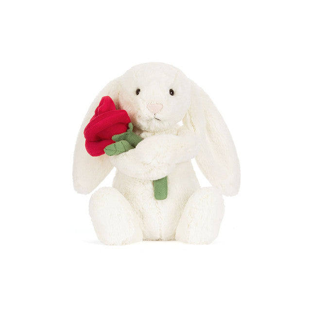 Lapin crème avec rose taille unique JELLYCAT