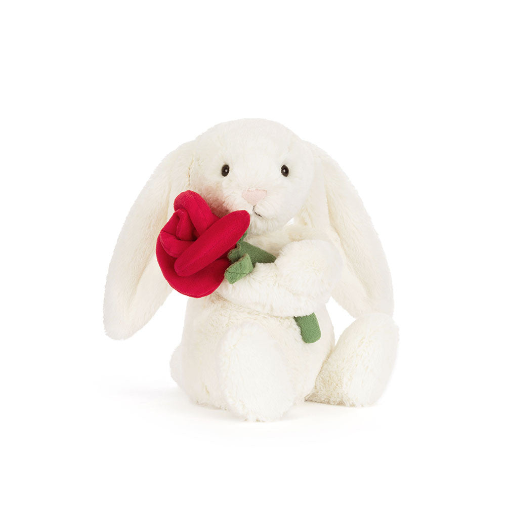 Lapin crème Jellycat avec rose 31 cm