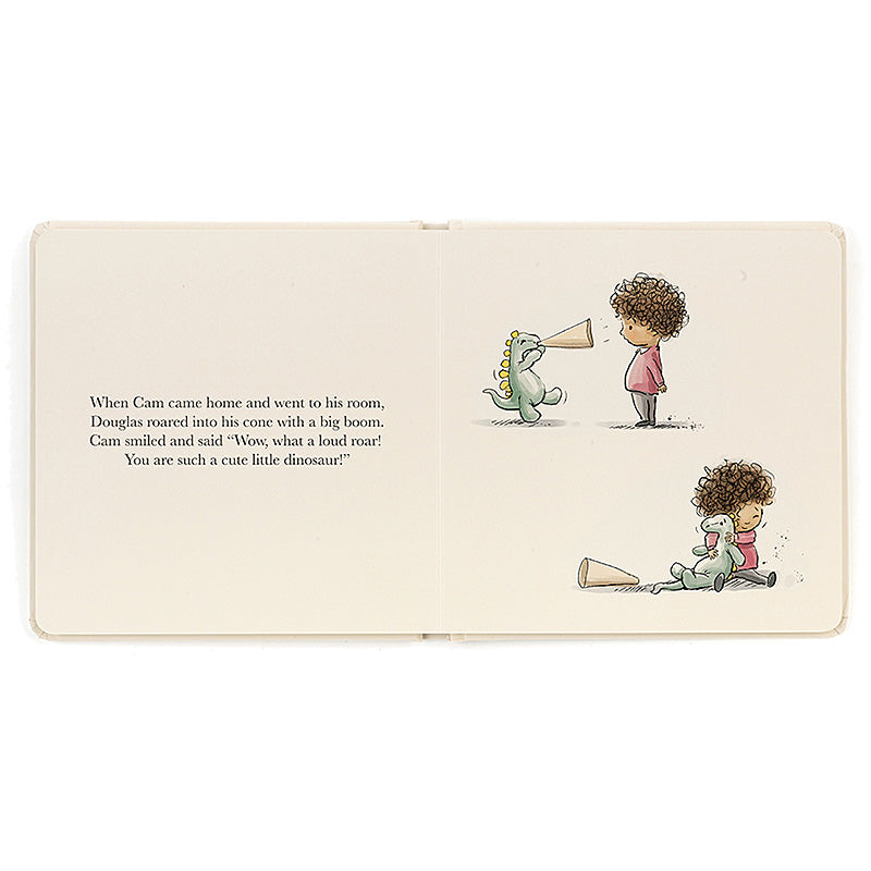 Livre Jellycat Le dinosaure pas si effrayant (Douglas le Dino) 19 cm