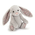 Lapin Bashful Blossom Silver Jellycat, petite taille (18 cm)