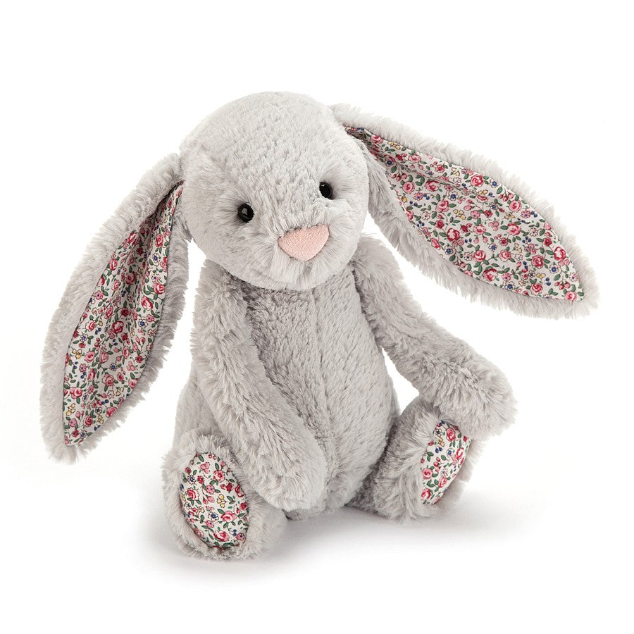Lapin Bashful Blossom Silver Jellycat, petite taille (18 cm)