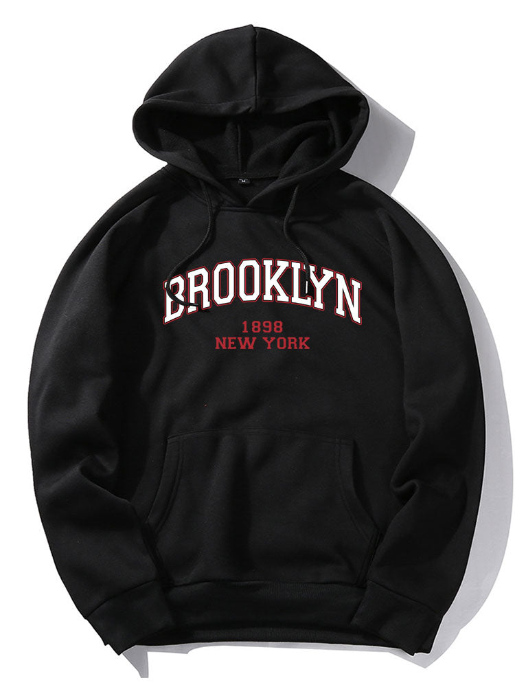 Sudadera con capucha y mangas ranglán con letras estampadas "Brooklyn"