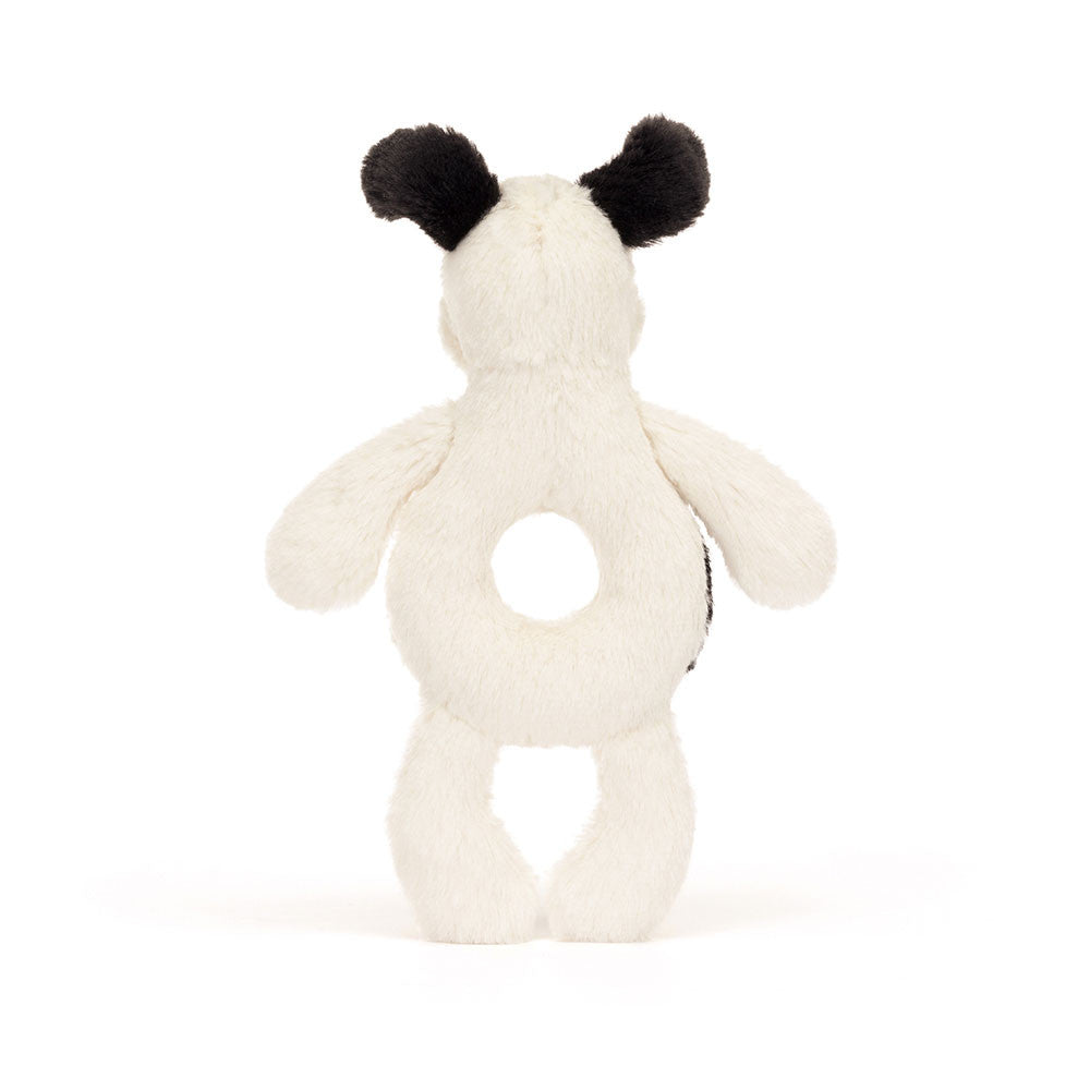 Hochet anneau Jellycat Chiot Bashful Noir & Crème 18 cm