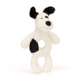 Hochet anneau Jellycat Chiot Bashful Noir & Crème 18 cm
