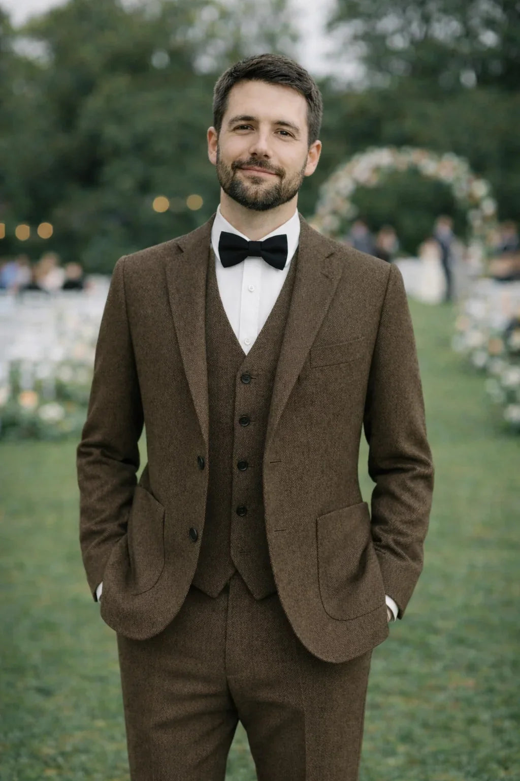 Sweetearing Tweed Suit Men's Vintage Classic Tuxedos