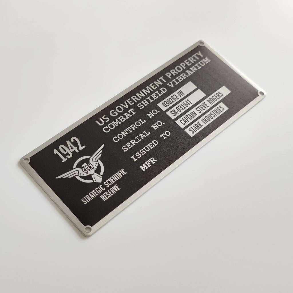 Captain America Shield Wall Mount and Serial Plate Property Tag