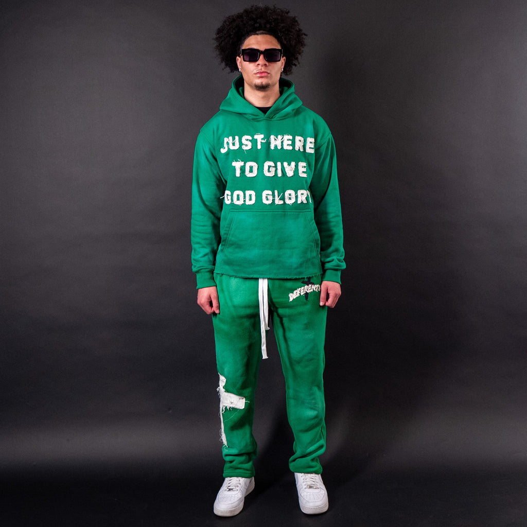 Green "Just Here To Give God Glory" Hoodie