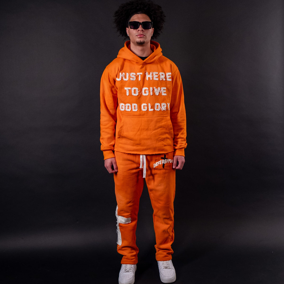 Orange "Just Here To Give God Glory" Hoodie