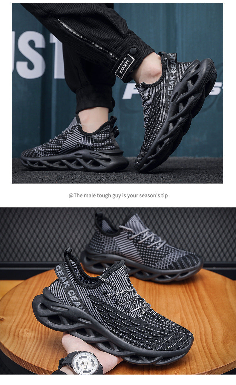 Flyknit Mesh Sneakers For Men Lightweight Breathable Athletic Design Shoes