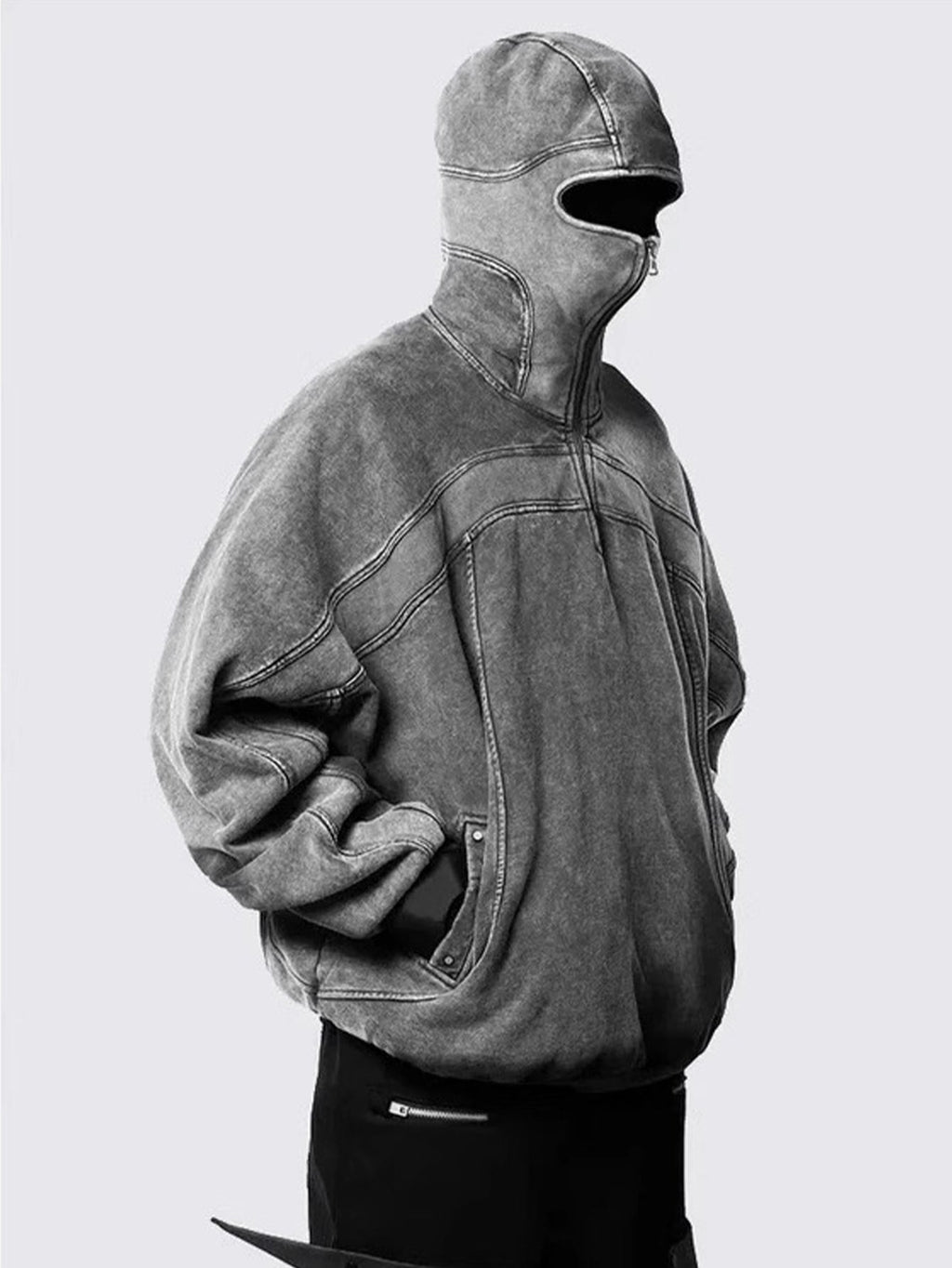 Sudadera con capucha Techwear oversize con máscara completa