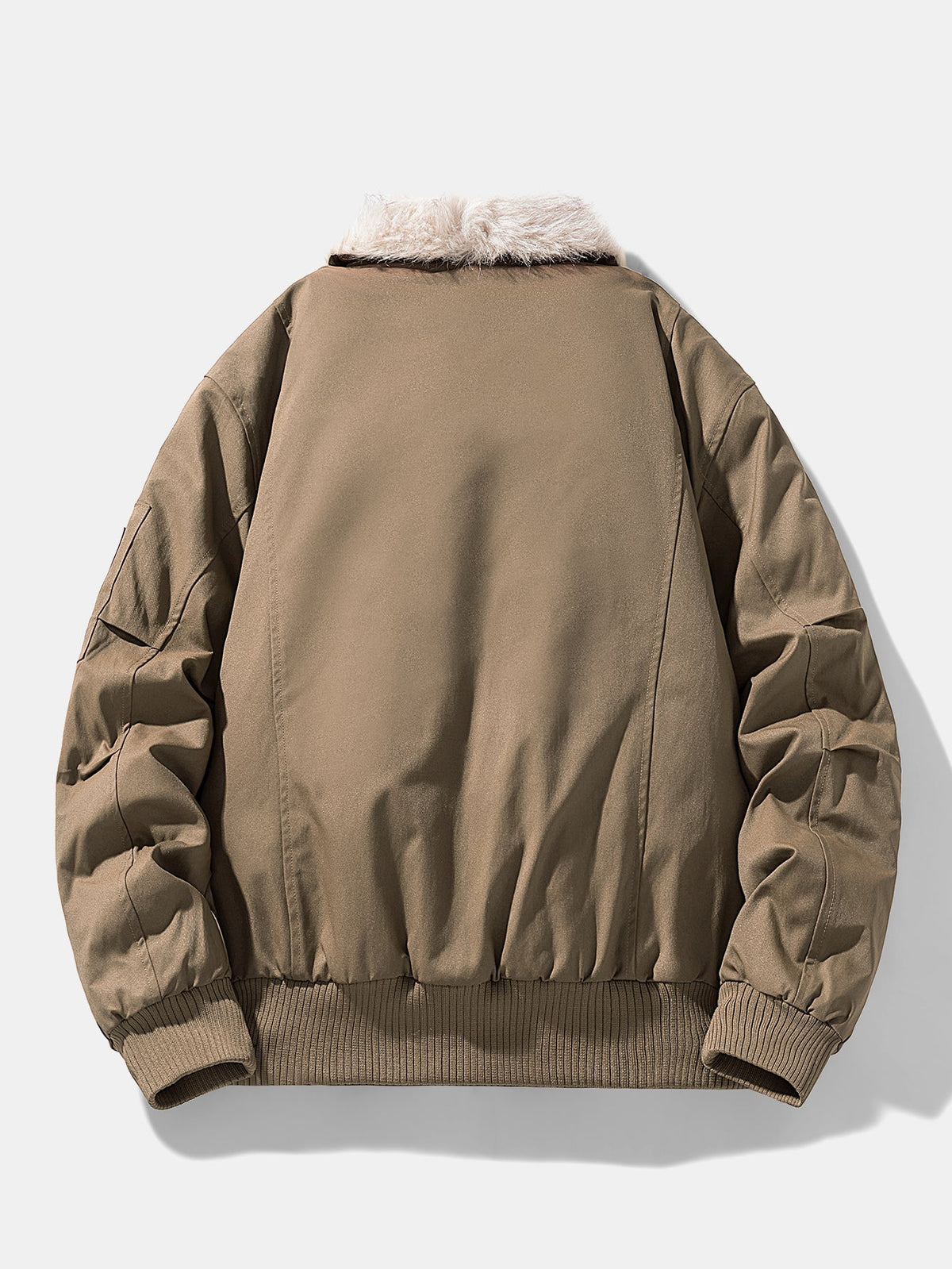 Oversize Faux Fur Collar Bomber Jacket