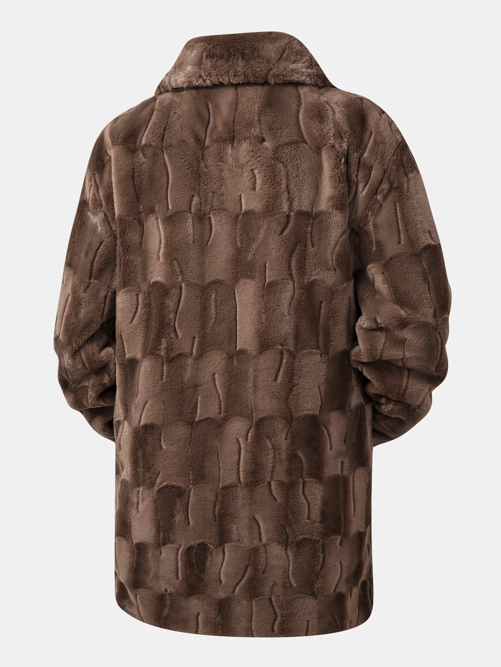 Faux Fur Textured Notch Lapel Overcoat