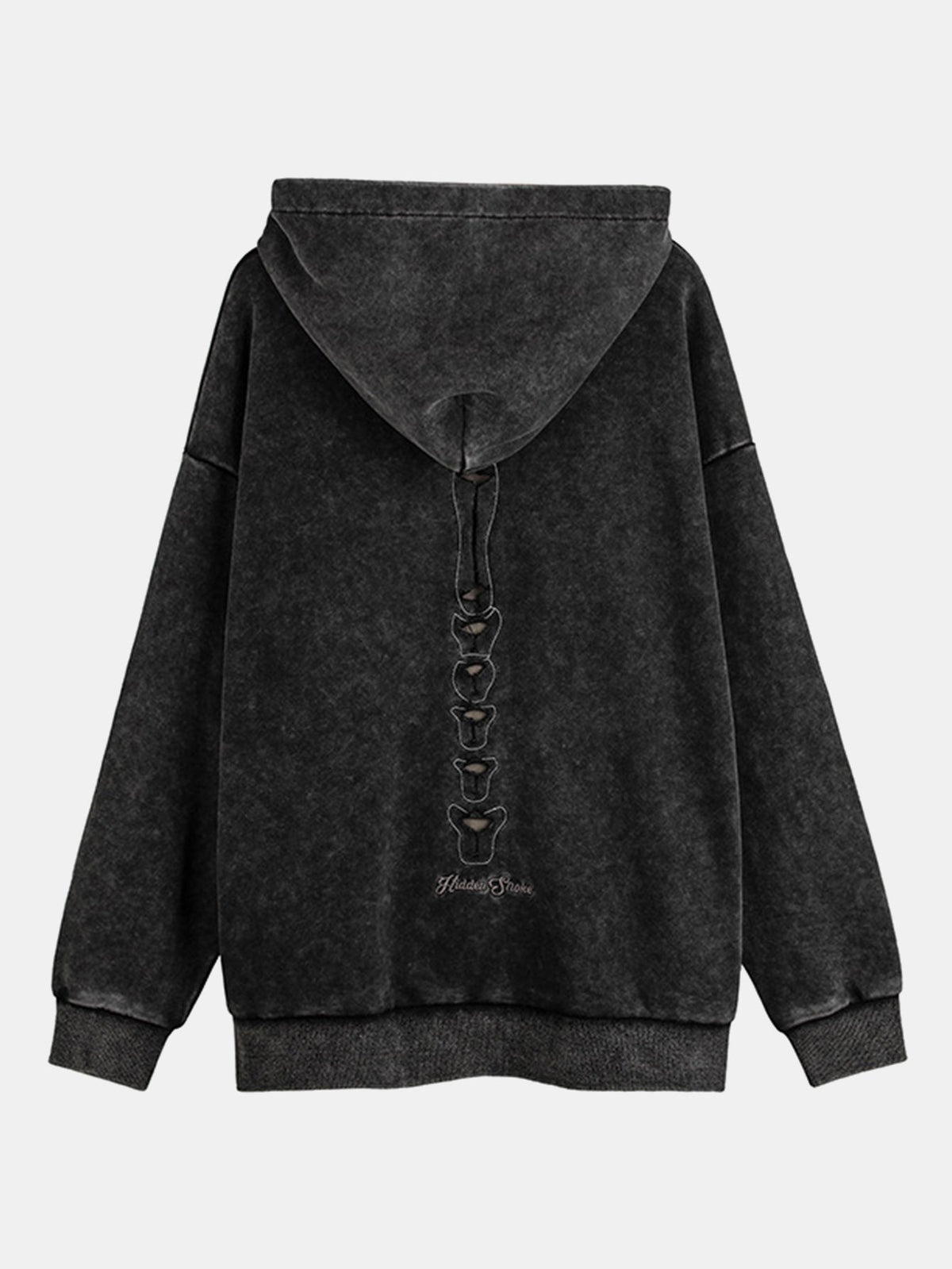 Sudadera con capucha oversize con estampado de esqueleto, lavado desgastado