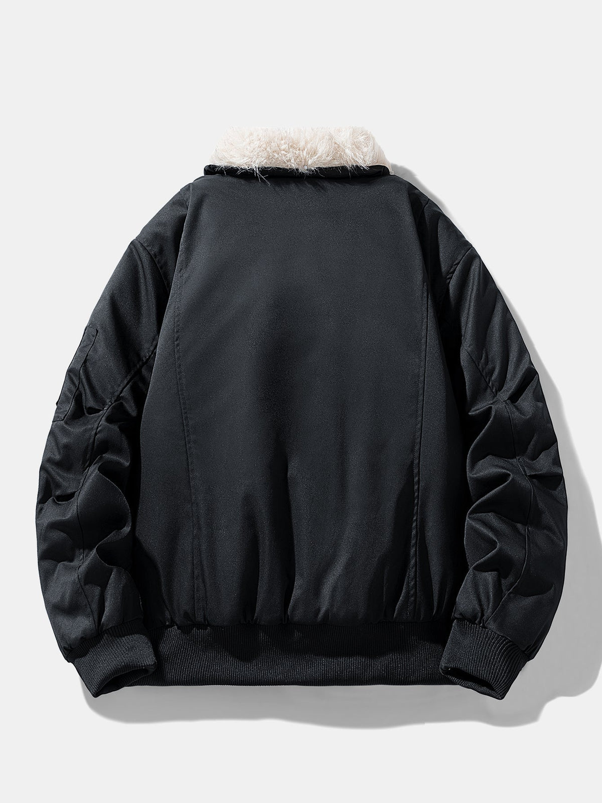 Oversize Faux Fur Collar Bomber Jacket