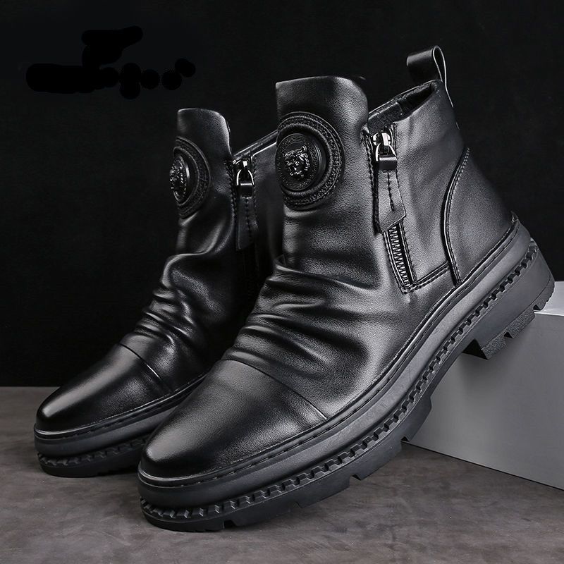 Men's Casual Zipper Martin Boots with Korean Streetwear Styling