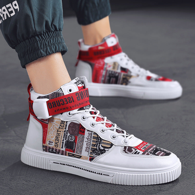 Men’s Black High-Top Trend Sneakers – Casual Sports Shoes