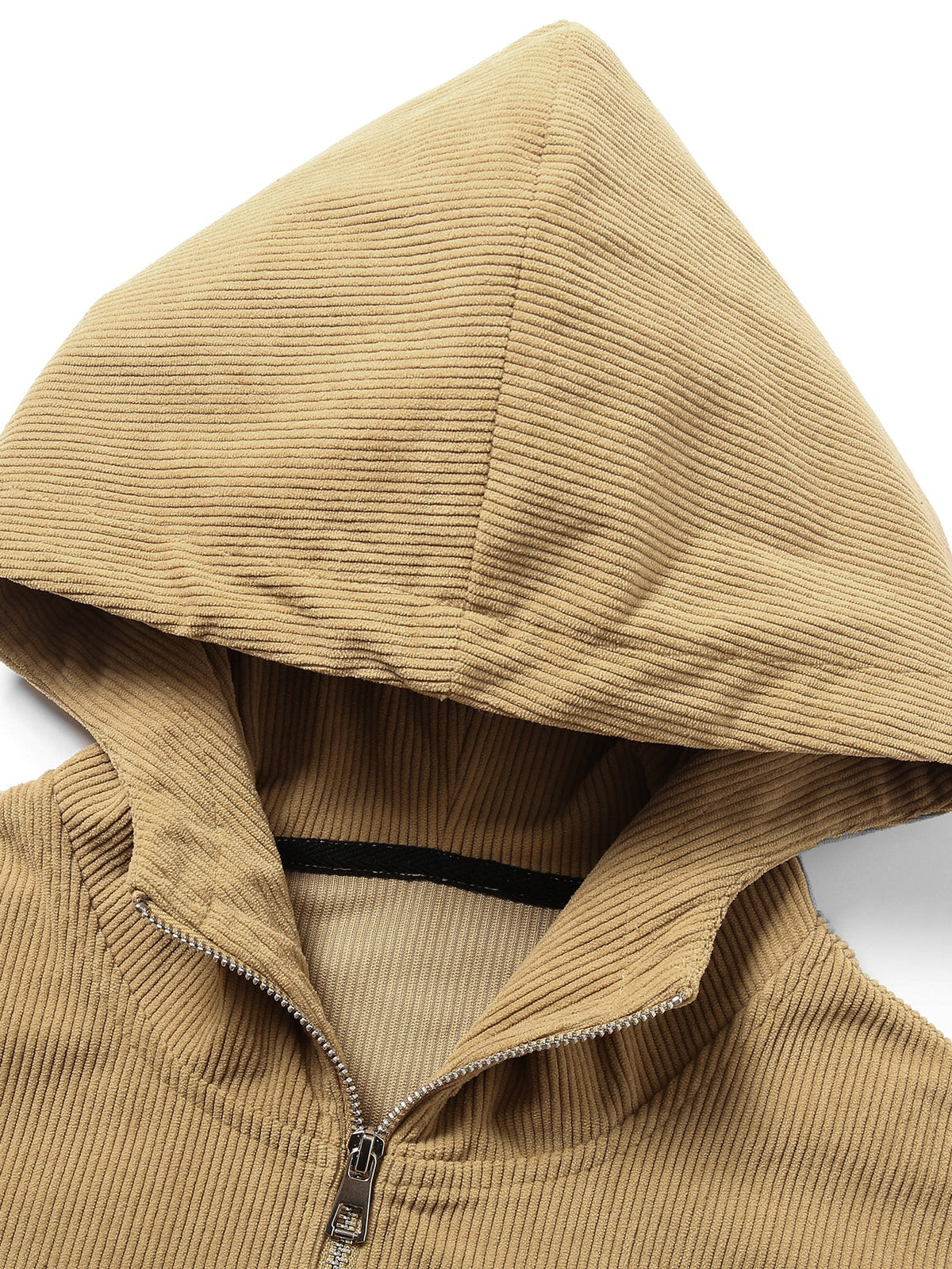 Sweat à capuche zippé en velours côtelé coupe décontractée