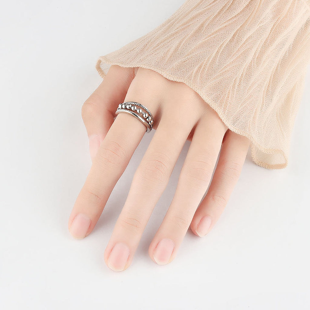 Stacked Silver Fidget Ring Adjustable