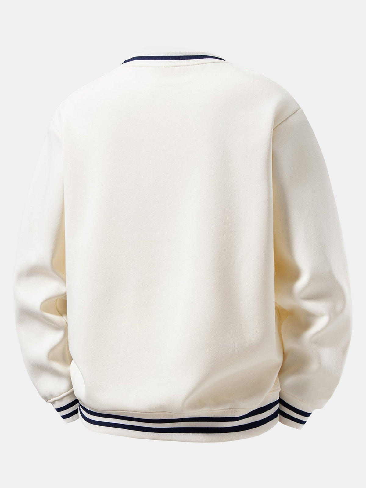 Star Print Striped Ribbed Trim Crew Neck Sweatshirt