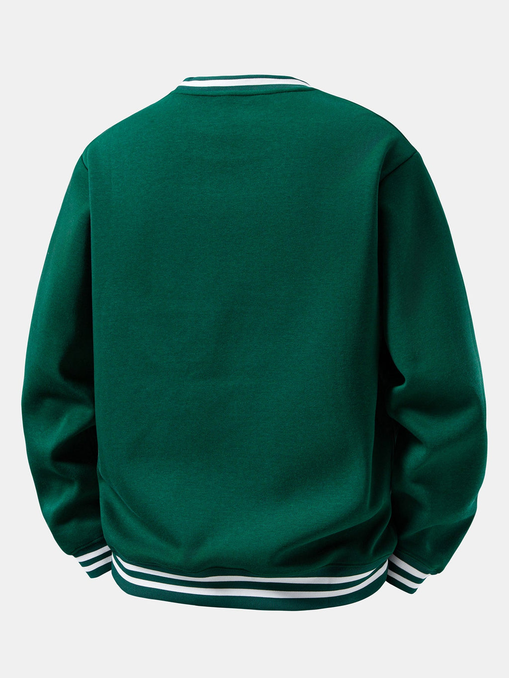 Star Print Striped Ribbed Trim Crew Neck Sweatshirt