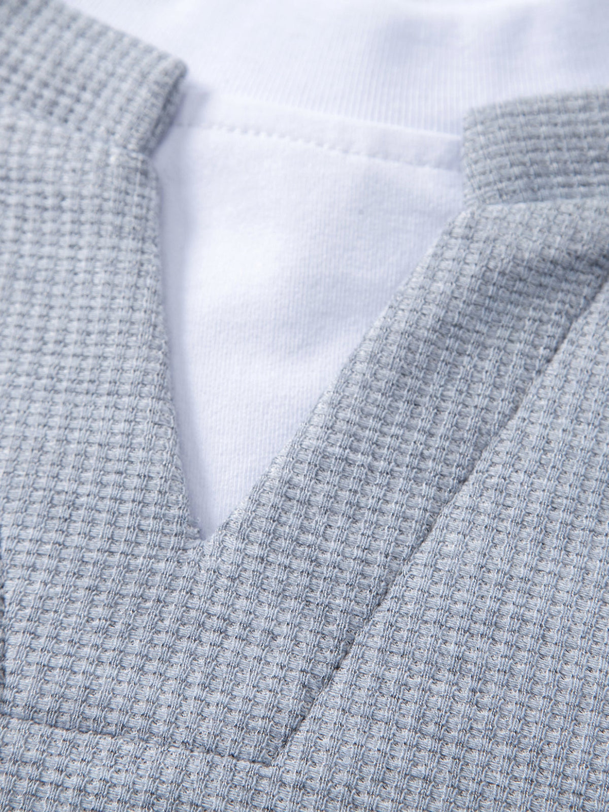 2 In 1 Waffle Notched Collar Sweatshirt
