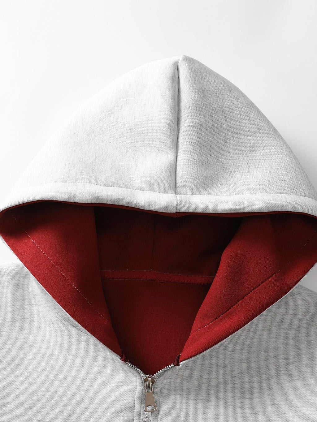 Contrast Lined Full Zip Hoodie