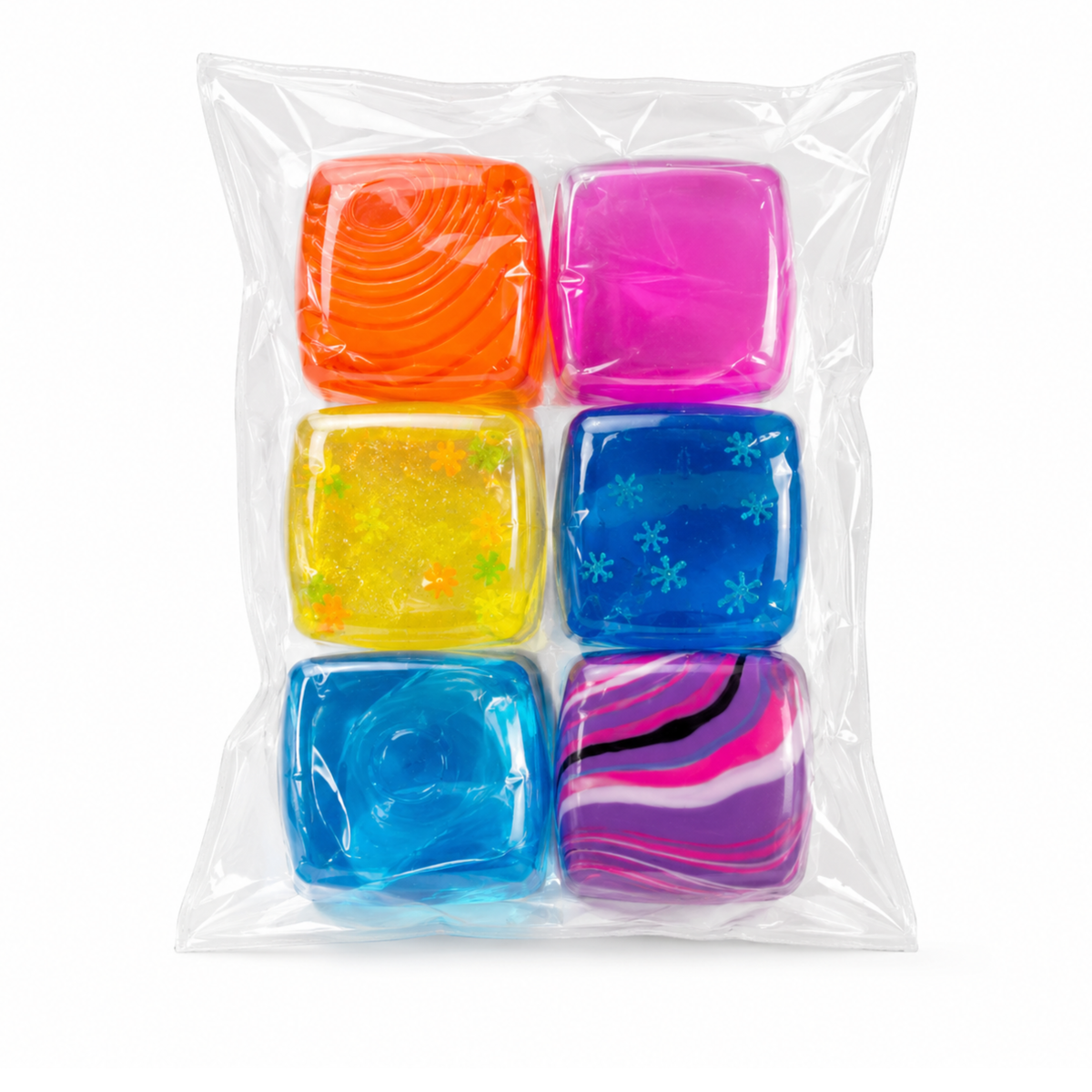 6 Pack - Mini Jelly Cube Squishy 3.5cm Assorted