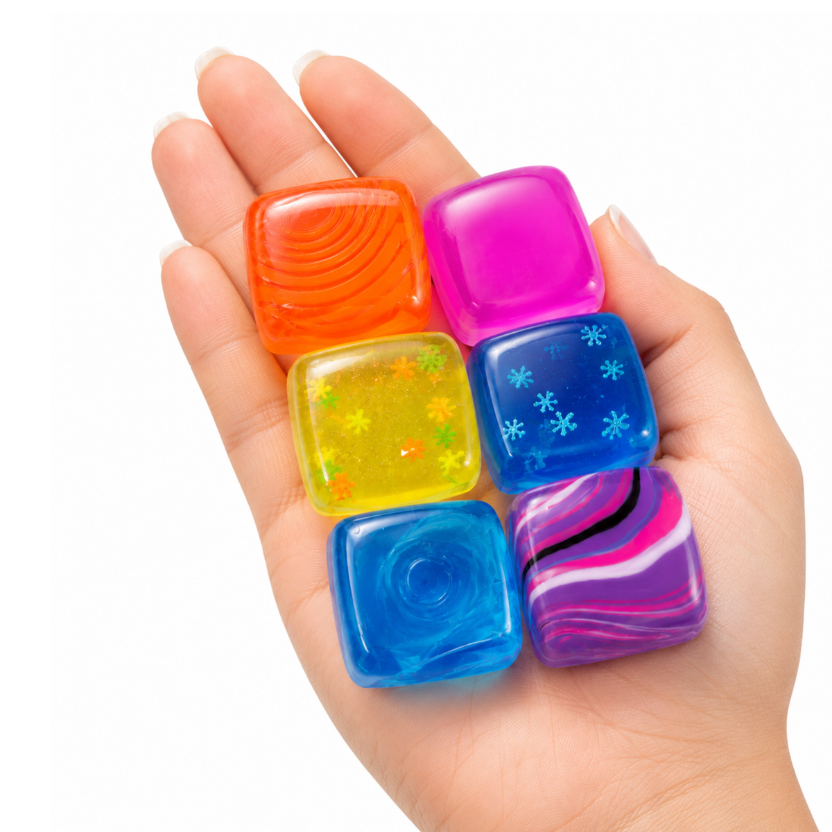 6 Pack - Mini Jelly Cube Squishy 3.5cm Assorted