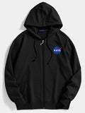 Nasa Print Kangaroo Pocket Zip Through Hoodie