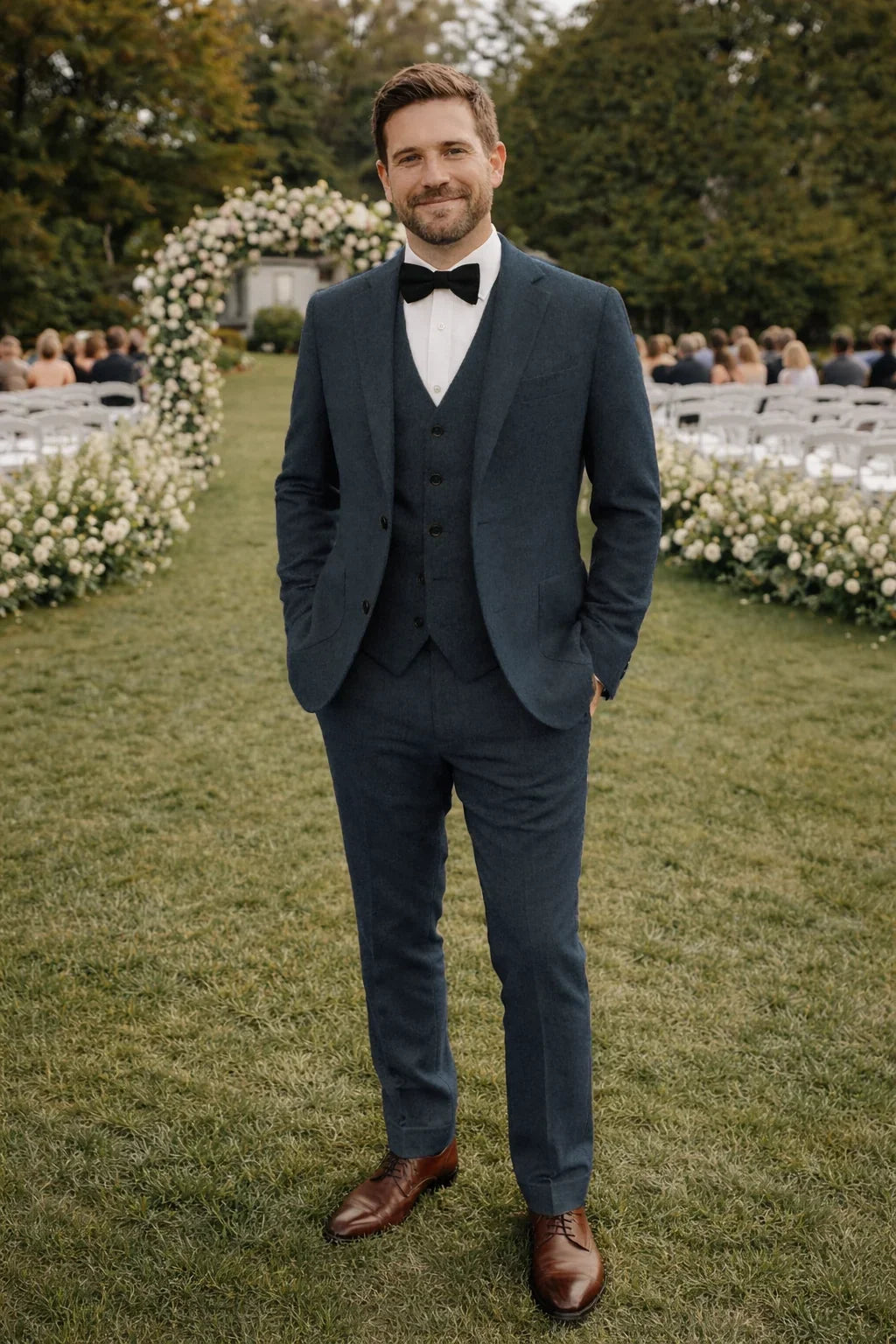 Sweetearing Tweed Suit Men's Vintage Classic Wedding Tuxedos