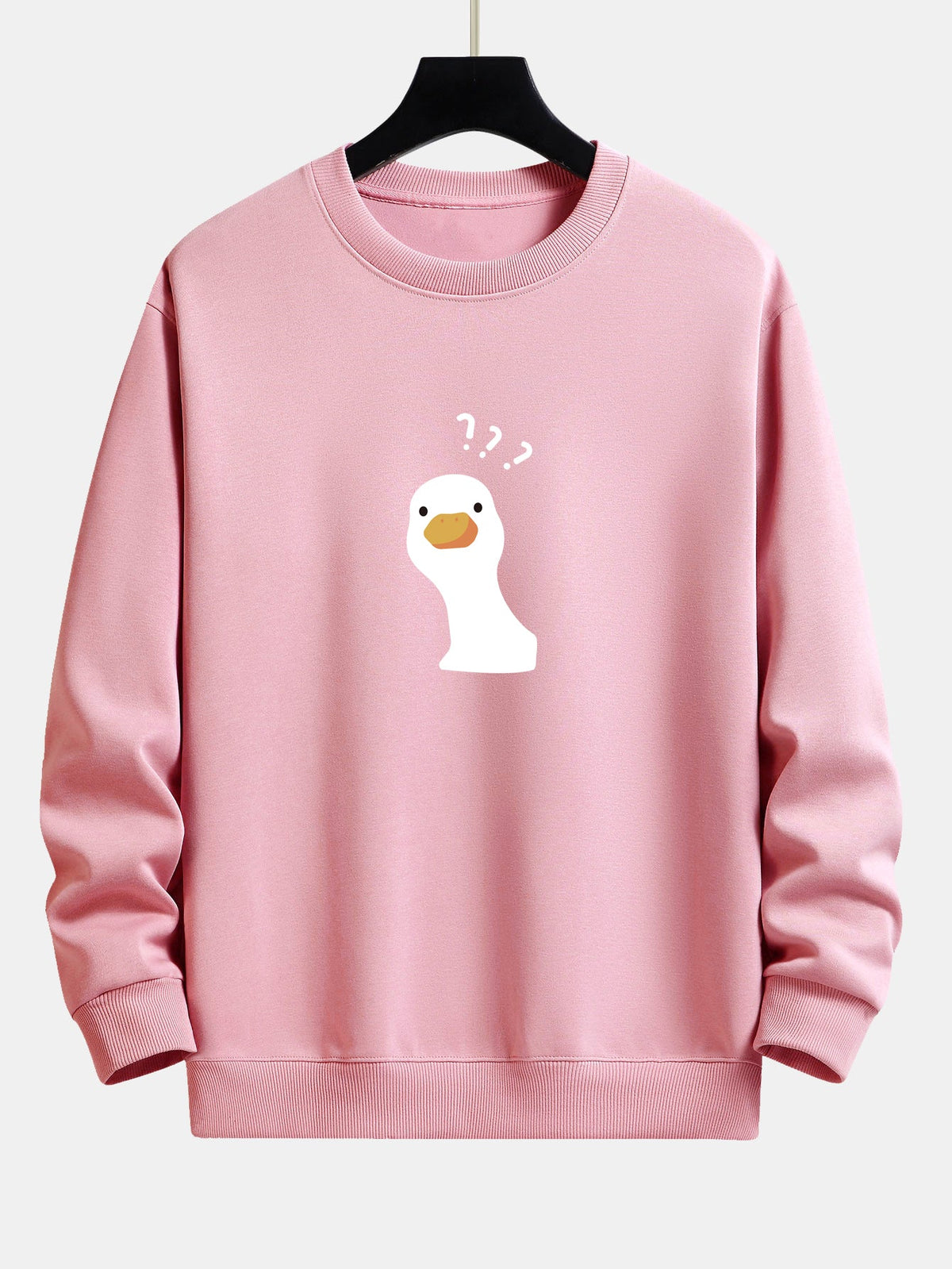 Question Mark Doubtful Duck Print Relax Fit Sweatshirt
