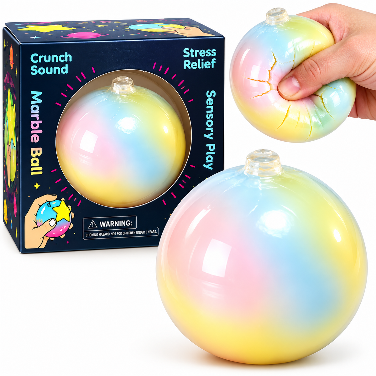 Wax Squishy Cracking Ball - Pastel Rainbow