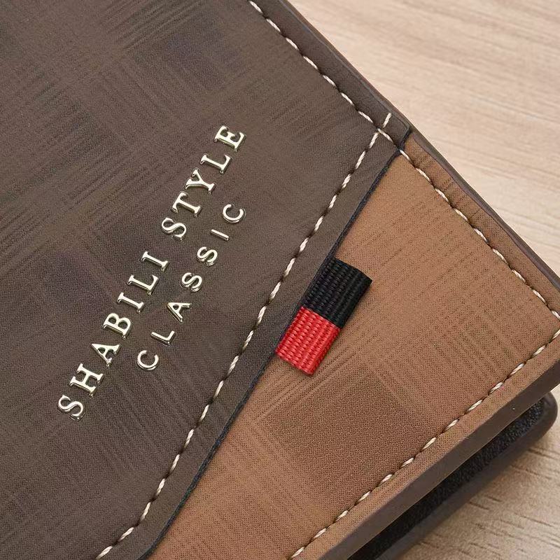 Cartera plegable de cuero en dos tonos estilo clásico Shabili — Marrón oscuro y beige