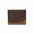 Cartera plegable de cuero en dos tonos estilo clásico Shabili — Marrón oscuro y beige