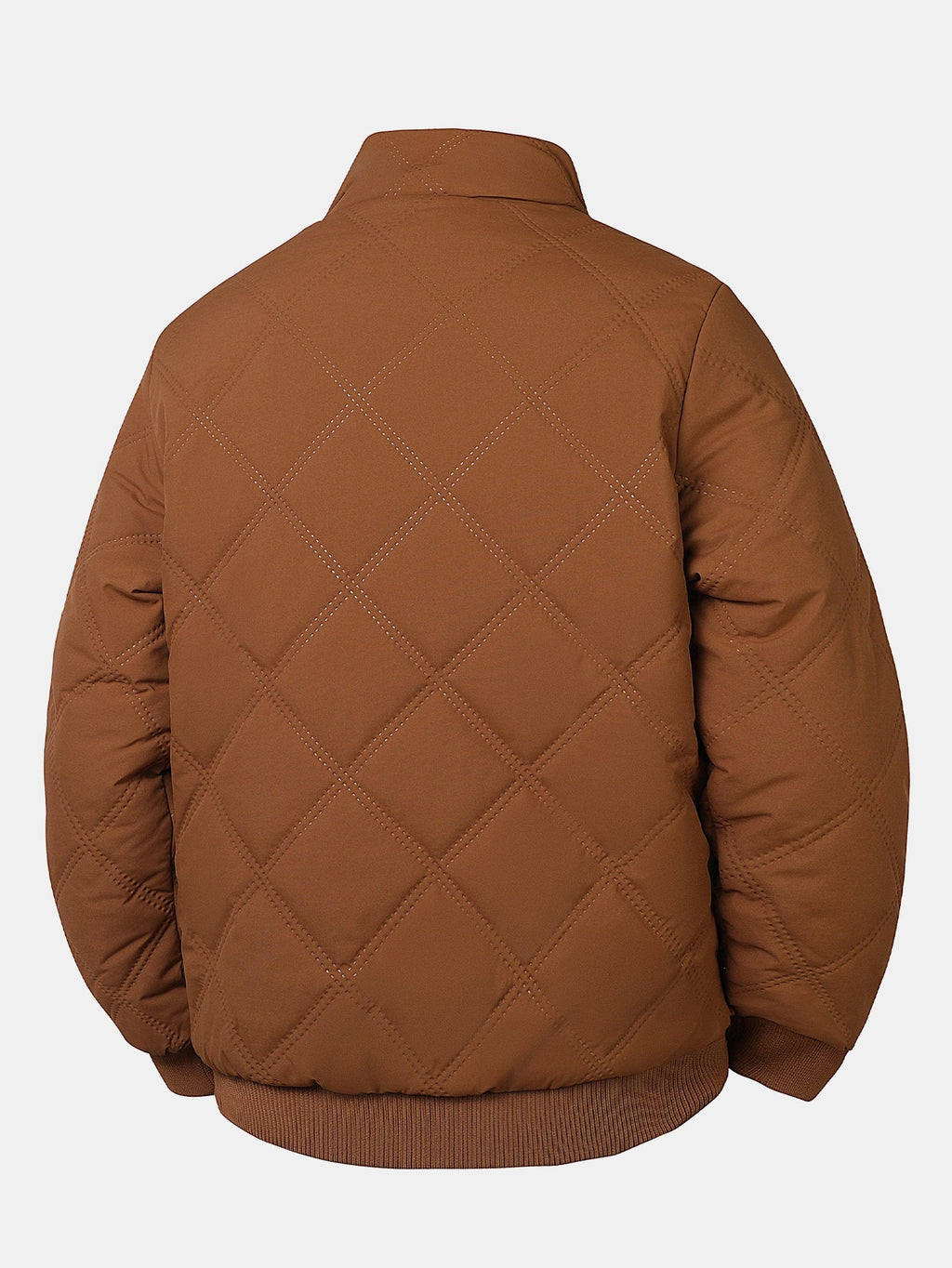 Faux Fur Lined Quilted Stand Collar Jacket