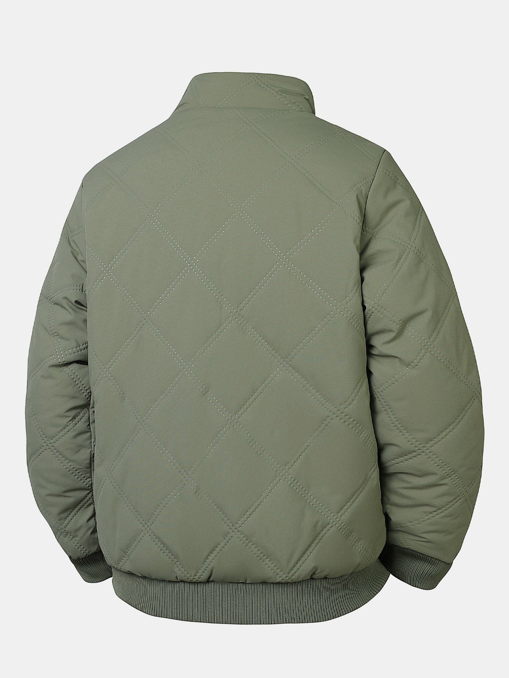 Faux Fur Lined Quilted Stand Collar Jacket