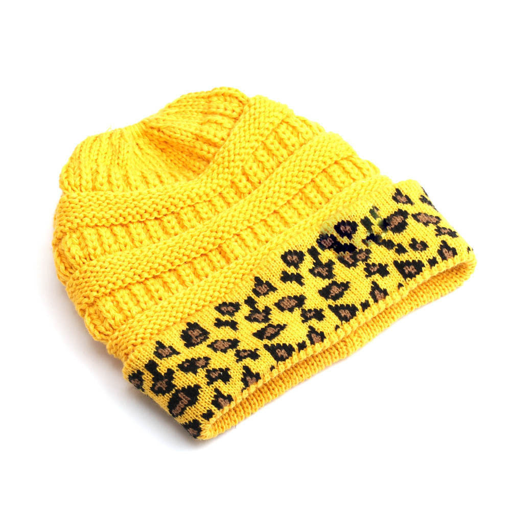 Tarver Leopard Print Cuffed Cable Knit Beanie – Warm, Windproof, 10 Colors