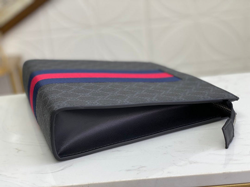 Pochette Gucci GG Supreme à bande Web – Noir Gris