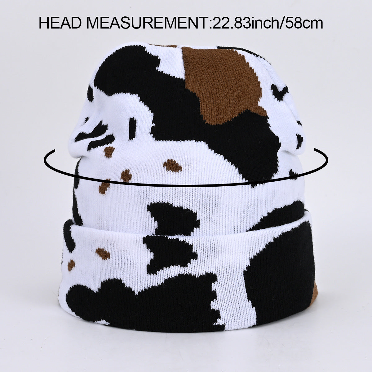 Lynchburg Cow Pattern Jacquard Knit Beanie – Hip Hop Street Style, Winter