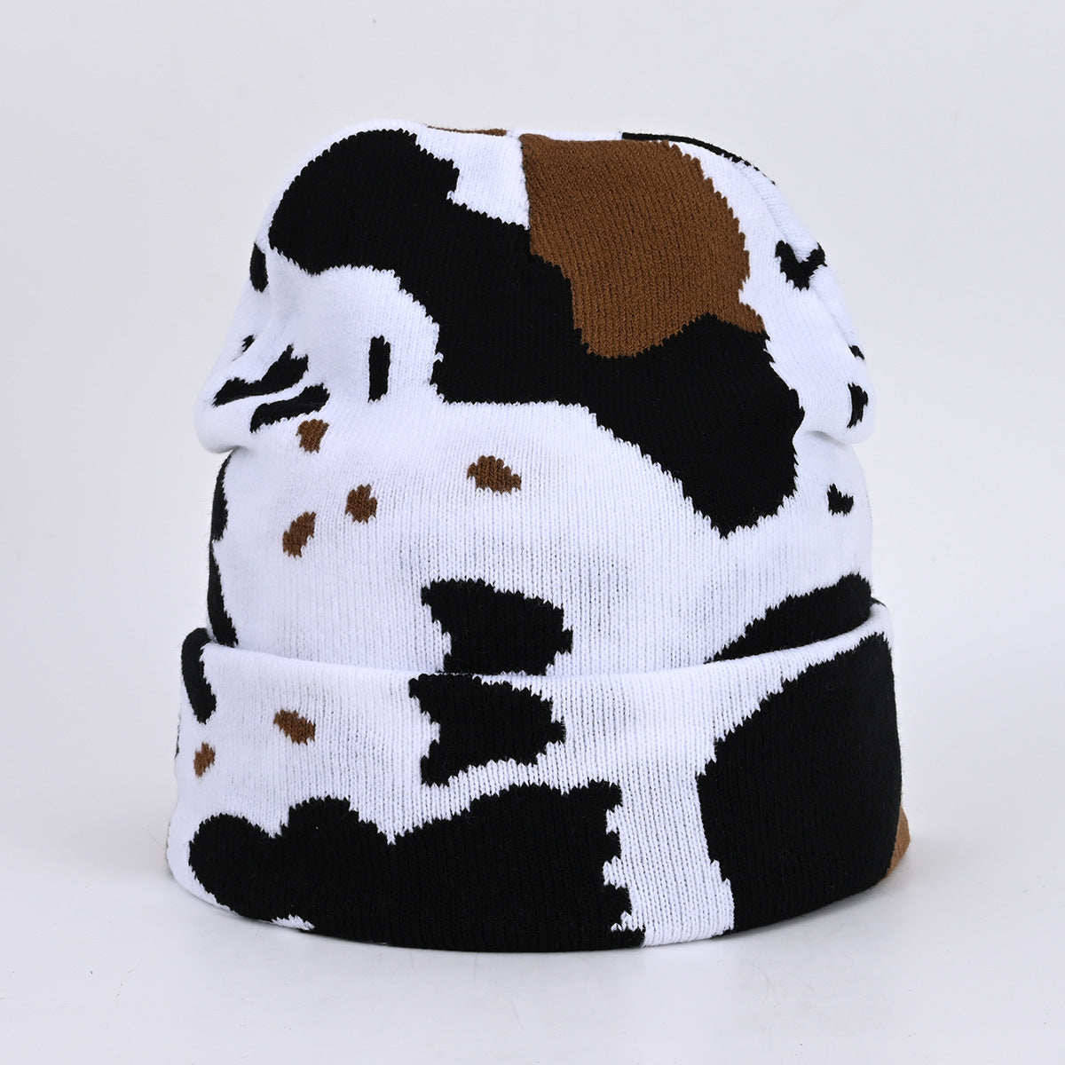 Lynchburg Cow Pattern Jacquard Knit Beanie – Hip Hop Street Style, Winter