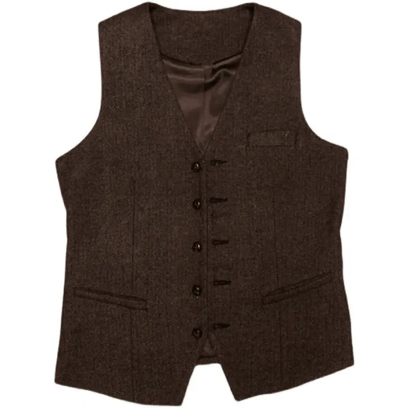 Sweetearing Tweed Suit Men's Vintage Classic Wedding Tuxedos